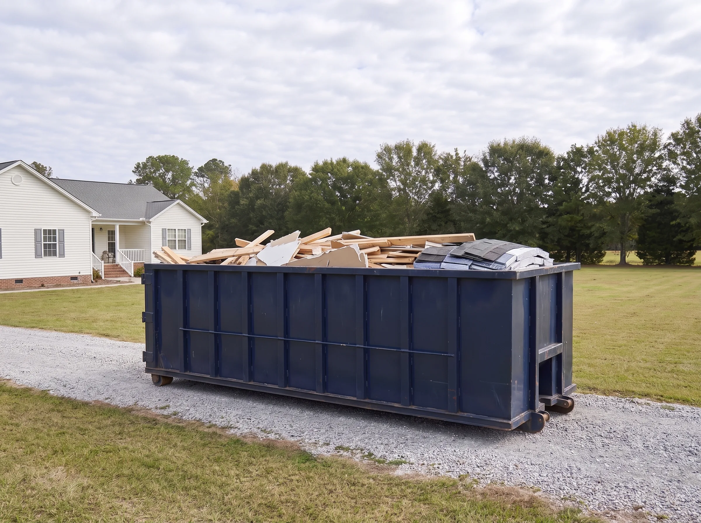 Roll-off dumpster being loaded in Bennett County, SD